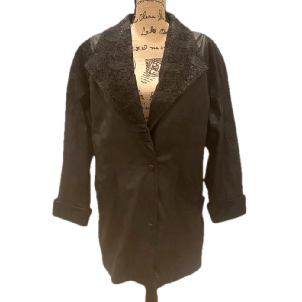 Wilsons Vintage Black Embossed Leather Jacket Coat S M - Picture 1 of 11